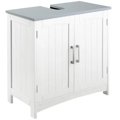 kleankin Mobilier Sub Lavoar Baie cu 2 Uși din MDF, 60x33x60cm, Gri și Alb | Aosom Romania