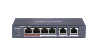 Switch Hikvision DS-3E0106P-E-M, Switching capacity 1.6 Gbps, 4 x 10/100Mbps PoE ports, and and 2 × 10/100Mbps RJ45 ports, MAC a