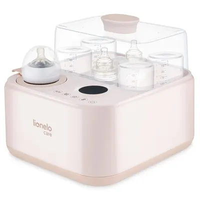Sterilizator multifunctional, Lionelo, Steam Up, Functie de sterilizare, incalzire si uscare, Capacitate 4 biberoane, Sterilzare pana la 100 grade, Uscare 30-50 min, Incalzire 37-85 grade, Ecran tactil, Fara BPA, Bej/Rose