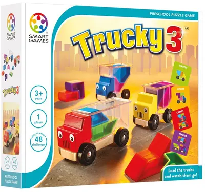 Joc de logică pentru copii Smart Games Preschool Wood - Camioane