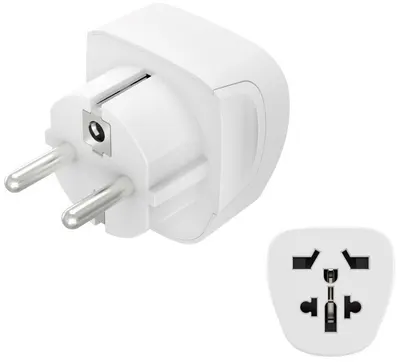Adaptor Hama - Travel, Tip E și F/3-Pin, World/Europe, alb