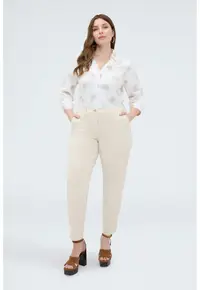 Camasa cu broderie paisley - Alb/Bej