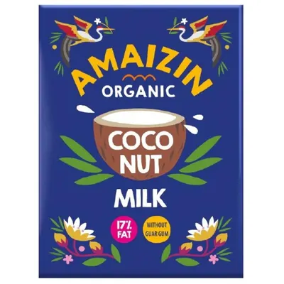 Lapte de Cocos Bio, 17% Grasime, Tetra Pack, Amaizin, 200 ml