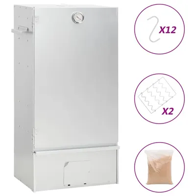 Gossi afumatoare gratar cu aschii lemn 44,5x29x83 cm, otel galvanizat