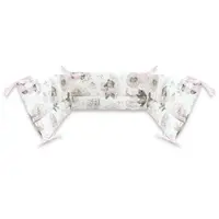 Aparatoare pentru patut, Qmini, Din bumbac certificat Oeko Tex Standard 100, 210x30 cm, Cu panglici, Teddy Bear and Friends Pink