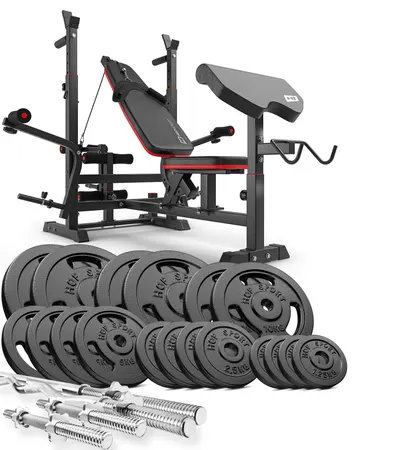 Set culturism Hop-Sport Strong 146kg cu bancă HS-1075