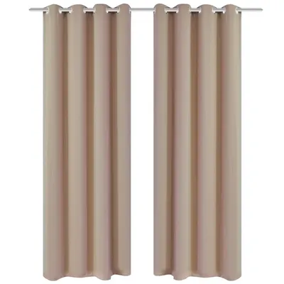 Draperii opace cu inele metalice, 2 buc., crem, 135 x 245 cm