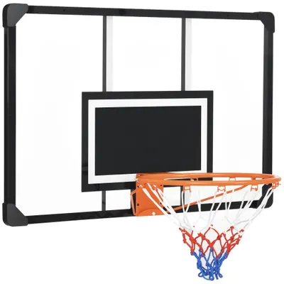 SPORTNOW Coș de baschet mural, panier basket, cu șuruburi de montare și cheie, pentru exterior, negru, transparent, portocaliu | Aosom Romania