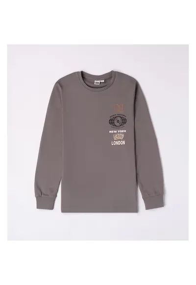 Bluza cu imprimeu pentru baiat - 4.7692 - Gri - Alb/Negru/Maro/Gri
