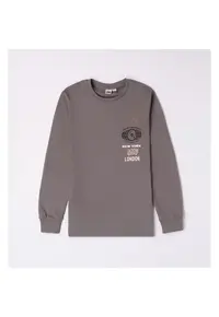 Bluza cu imprimeu pentru baiat - 4.7692 - Gri - Alb/Negru/Maro/Gri