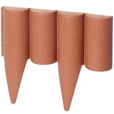 Palisada gradina, design modular, lungime 25 cm, plastic flexibil, maro deschis