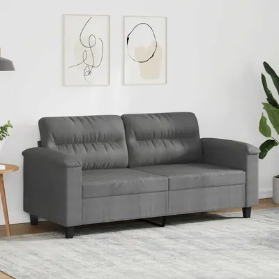 vidaXL Canapea cu 2 locuri, gri închis, 140 cm, țesătură microfibră