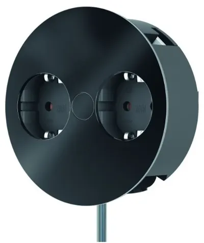 Contact pentru încorporare Bachmann - TWIST, 2x Schuko, 2 m, negru mat
