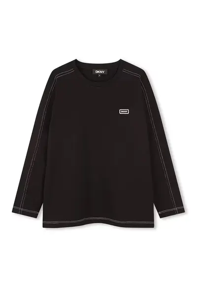 Bluza din bumbac cu decolteu rotund - Negru