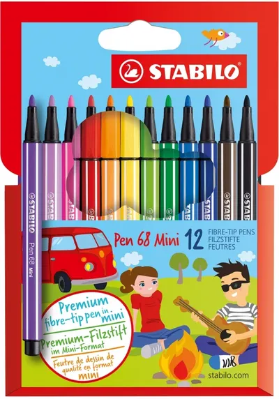 Set de mini markere Stabilo Pen 68 - 12 culori
