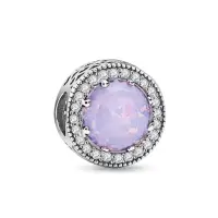 Charm/talisman argint 925, JW1189, model elegant cu piatra lila, placat cu rodiu
