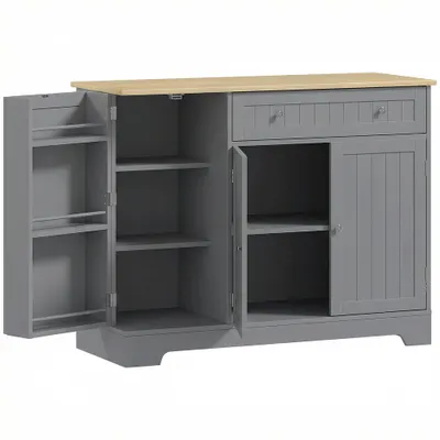 HOMCOM Bufet de bucătărie Dulap de bucătărie cu 3 rafturi pe ușă Sertar Rafturi reglabile pentru dining 105x40x83 cm Gri | Aosom Romania