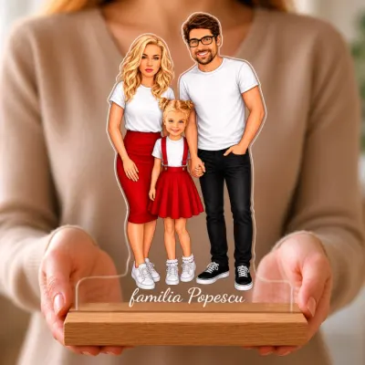 Caricatura Familie 3 personaje model F - Statueta Personalizata tip Trofeu