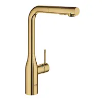 Baterie bucatarie Grohe Essence 30270GL0, 3/8, monocomanda, pipa inalta dus extractabil, cartus ceramic, pivotanta, lucios, Cool Sunrise