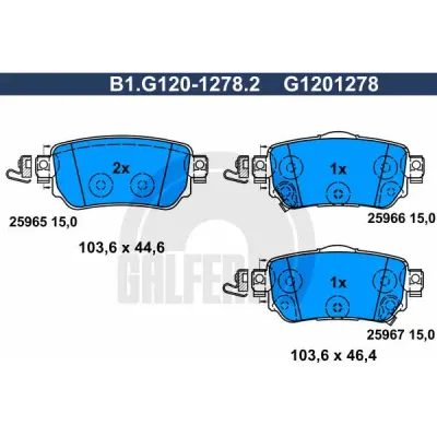 Set placute frana, frana disc GALFER B1.G120-1278.2