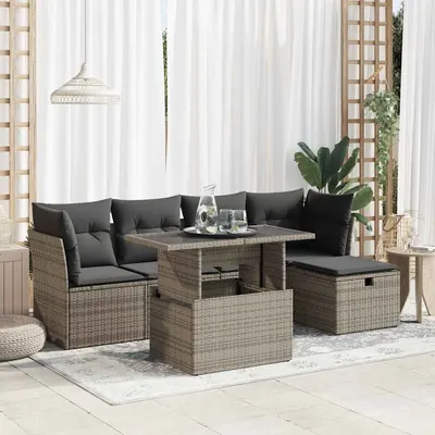 Gossi set mobilier gradina cu perne, 6 piese, gri, poliratan