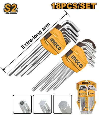 Set 18buc Chei Torx si Hex 18buc INGCO HHKSET0181