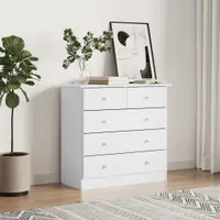 vidaXL Comodă cu sertare ALTA, alb, 77x35x73 cm, lemn masiv de pin