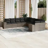Gossi set mobilier de gradina cu perne, 10 piese, gri, poliratan
