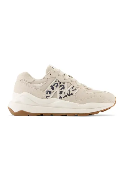 57/40 Pantofi sport de piele cu captuseala din material textil - Bej inchis/Gri inchis