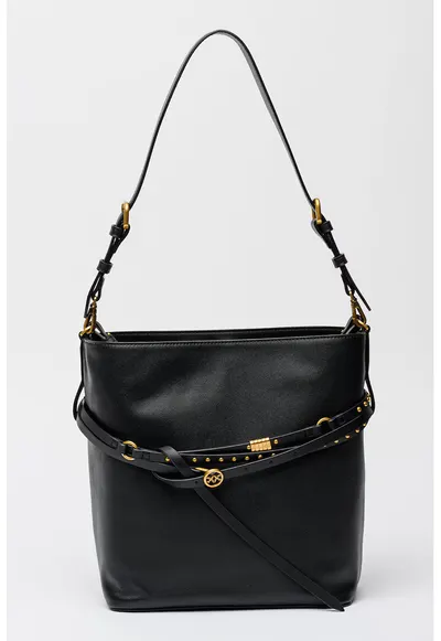 Geanta bucket din piele cu bareta ajustabila - Negru