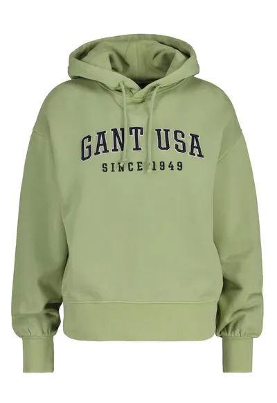 Hanorac cu maneci cazute si broderie logo - Verde