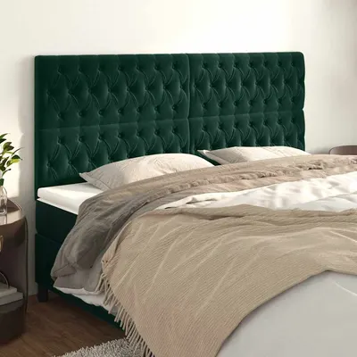 vidaXL Tăblie de pat verde închis 200x7x118/128 cm catifea