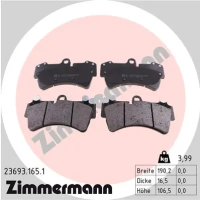 Set placute frana, frana disc ZIMMERMANN 23693.165.1