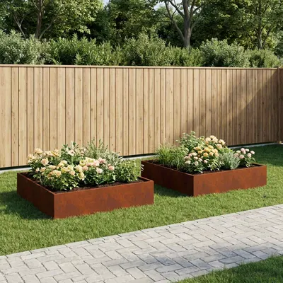 vidaXL Vază pentru Grădină 2 buc. Ruginit 100 x 100 x 20 cm