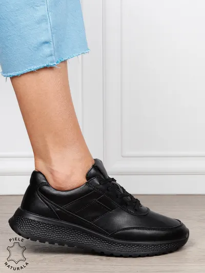 Pantofi sport din piele naturală pentru confort și stil CRL1813 NEGRU
