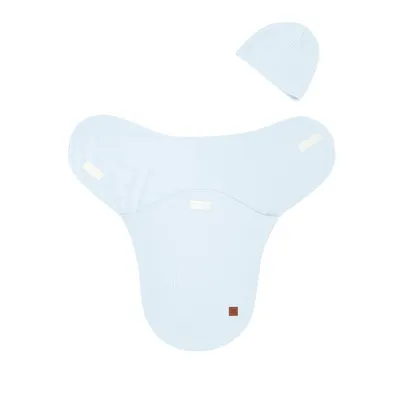 Sistem de infasare si caciulita MimiNu Soft Blue, 0-3 luni, Leo, din bumbac