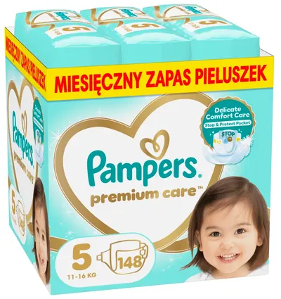 Scutece bebelusi Pampers Premium Care - Monthly Pack, marimea 5, 148 buc.