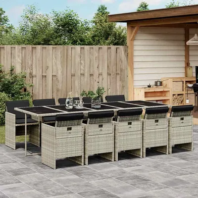 vidaXL Set mobilier de grădină cu perne 11 piese gri deschis poliratan