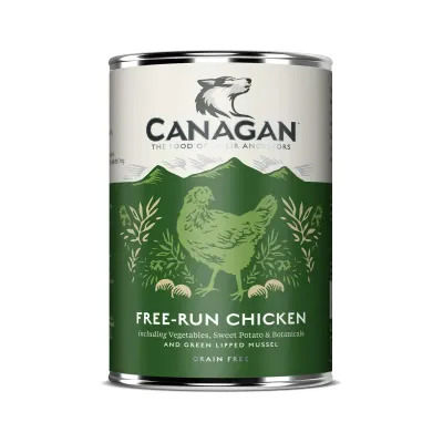 CANAGAN Free-Run Chicken, XS-XL, Pui, conservă hrană umedă fără cereale câini junior & adult, (în supă), 400g