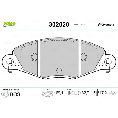 Set placute frana, frana disc VALEO 302020