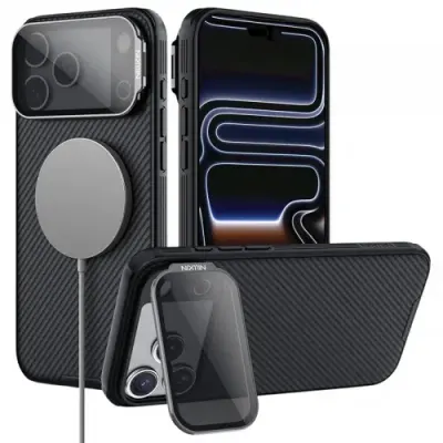 Husa MagSafe pentru Apple iPhone 18 Pro / 17 Pro, Nillkin, CamShield Prop, Neagra