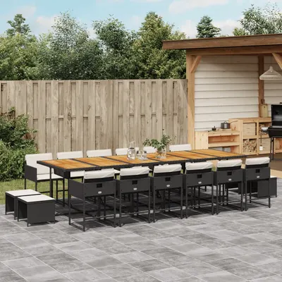 Gossi set mobilier de gradina cu perne, 17 piese, negru, poliratan