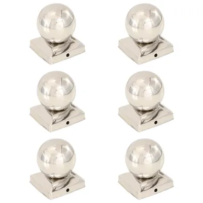 vidaXL Capace stâlpi tip glob, 6 buc., 91 x 91 mm, oțel inoxidabil