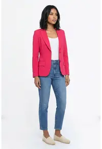 Sacou elegant cu decolteu in V - maneca lunga - croiala cambrata - lungime standard - inchidere cu nasturi si guler clasic - M1336 - Rosu