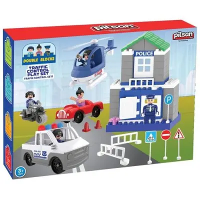 Set constructie Pilsan Double Blocks Traffic Control 57 piese