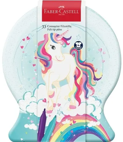 Pixuri cu pâslă colorate Faber-Castell Connector - unicorn, 33 de culori