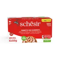 Hrana umeda pentru pisici Schesir conserva cu ton si creveti in jeleu 6x50 g