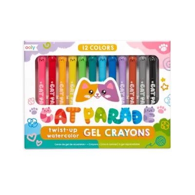 Creioane acuarele cu gel, Cat Parade, set 12 culori