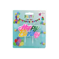 Lumânare party multicoloră Happy Birthday