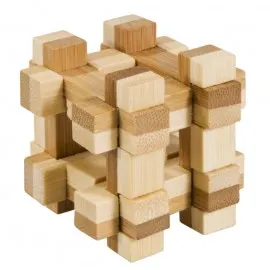 Joc logic IQ din lemn bambus în cutie metalică-11